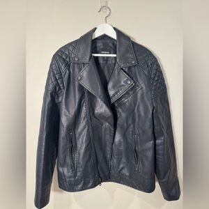 Express Men’s Faux Leather Moto Jacket — Black — Size L